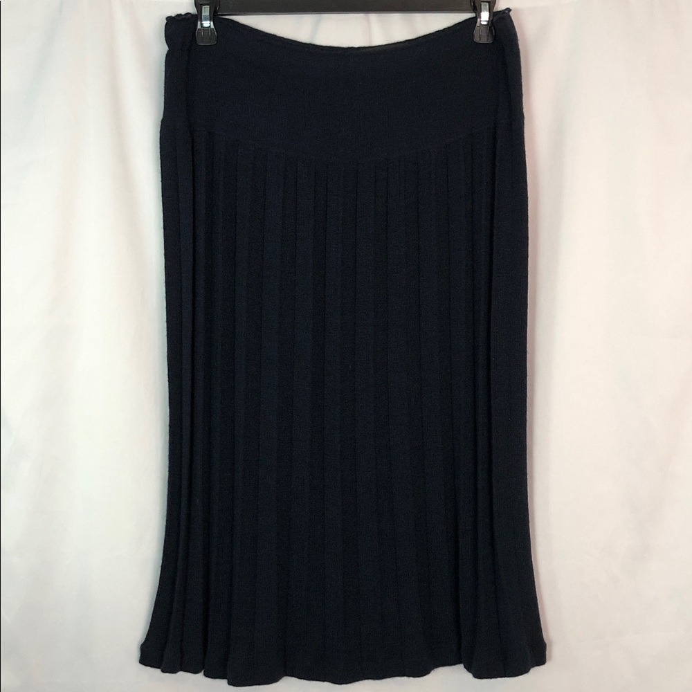 Peruvian Connection Black Pleated Midi Baby Alpaca and Wool Skirt Size L